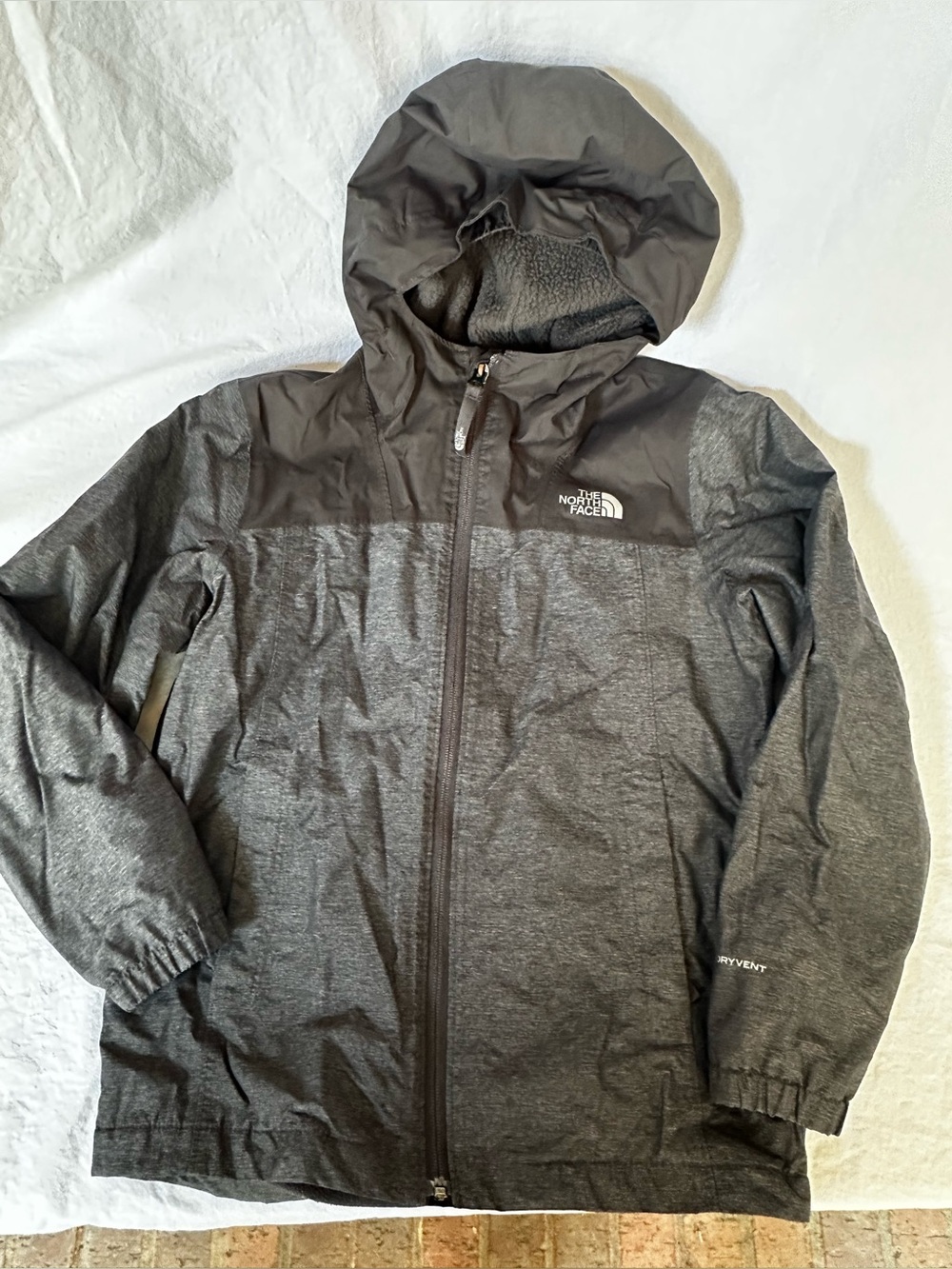 The North Face Boy’s Charcoal Gray Hooded Raincoat